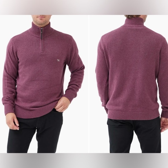 RODD & GUNN Men’s Deep cranberry 1/4 zip pullover sweater size 3XL. - Picture 1 of 14